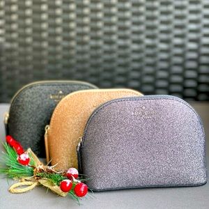 🎄Kate Spade🎄 Glittery Collection Small Dome Pouch Cosmetic Bag